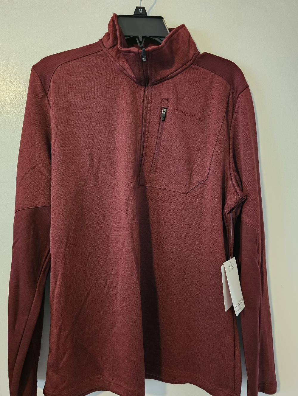 NEW Men's SPYDER MEDIUM Burgundy Quarter-Zip Quarter Zip Pullover